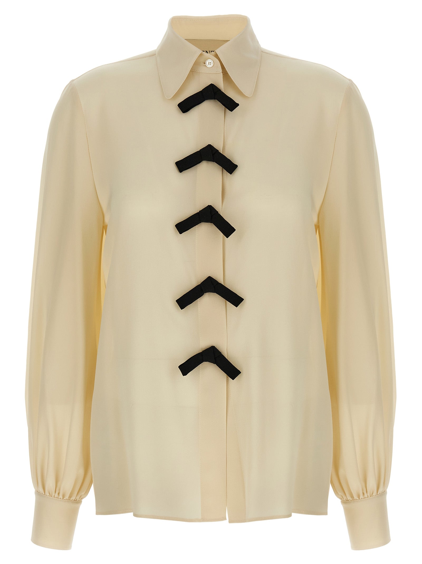 Blouse by Valentino Garavani for women in silk crepe beige presents a discerning silhouette, showcasing a sophisticated and for a truly discerning finish.