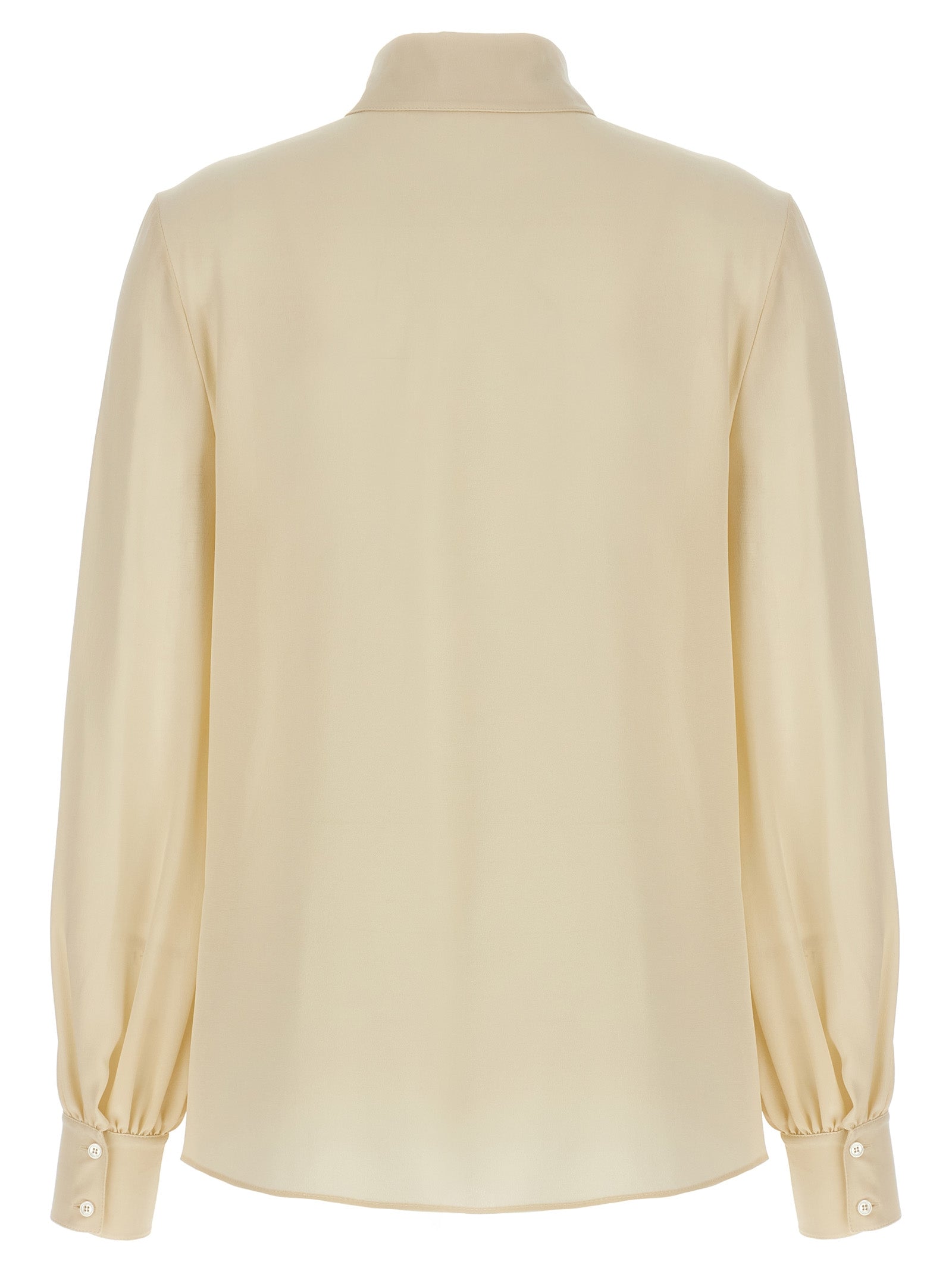 Blouse by Valentino Garavani for women in silk crepe beige showcases a sharp silhouette, elegantly detailed with a sharp and sharp .