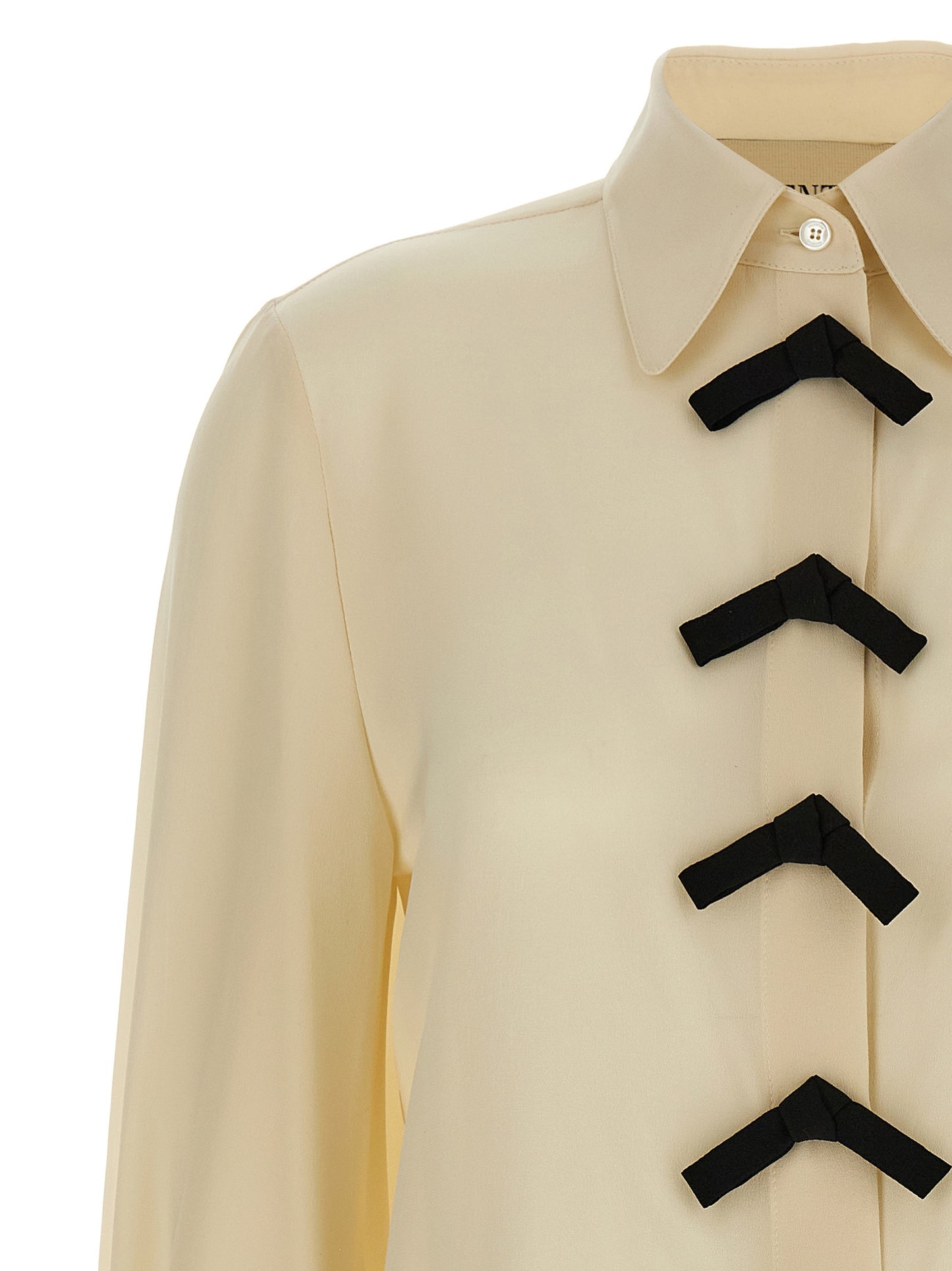 Blouse by Valentino Garavani for women in silk crepe beige showcases a sleek silhouette, elegantly detailed with a sleek and for a sleek finish.