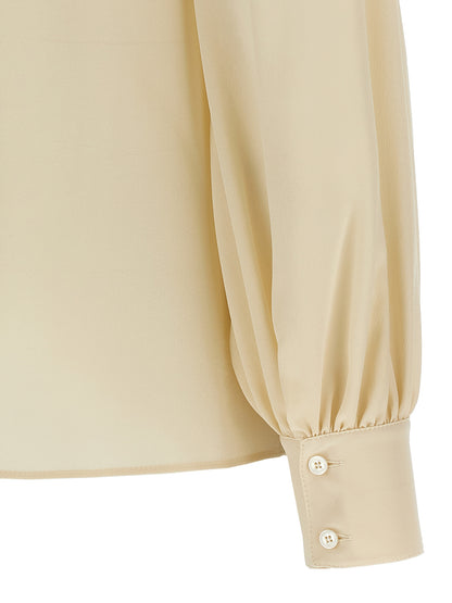 Blouse by Valentino Garavani for women in silk crepe beige showcases a sublime silhouette, artfully detailed with a sublime and for a sophisticated, sublime finish.