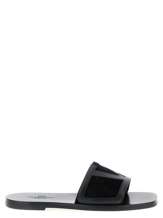 Flat Shoes by Valentino Garavani for men in suede calfskin leather black & signature features an ergonomic silhouette, perfectly showcasing Viva Superstar V Logo Men's Suede Calfskin Leather Flat Shoes with its distinct flat and elegant .