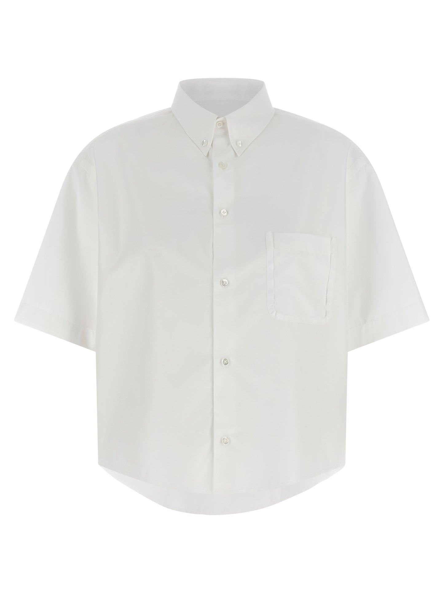 Blouse by Maison Margiela for women in cotton white, featuring a nuanced short-sleeve and nuanced asymmetric neckline for a sophisticated finish.