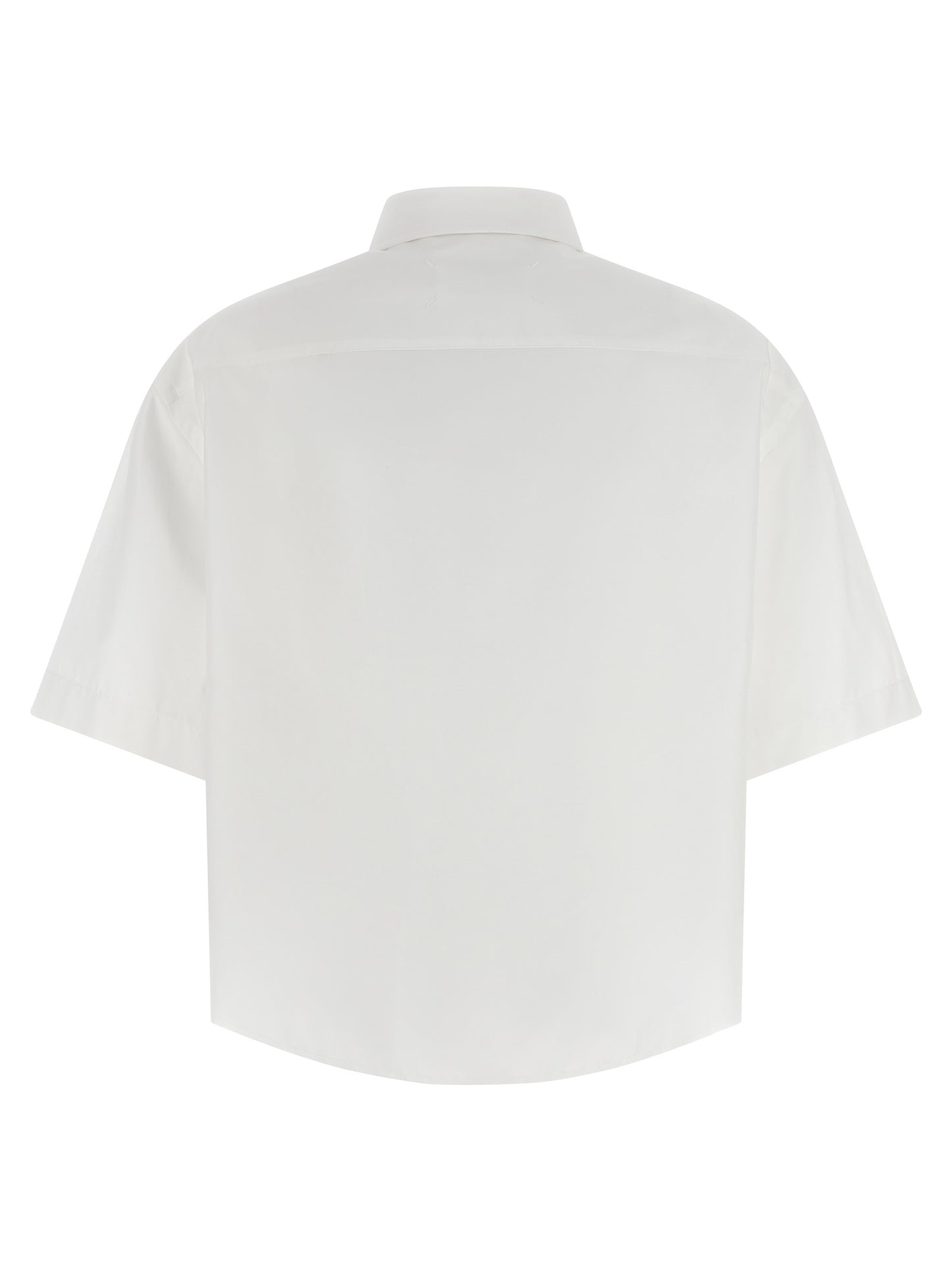 Blouse by Maison Margiela for women in cotton white showcases a sharp silhouette, elegantly detailed with a sharp asymmetric neckline and sharp .
