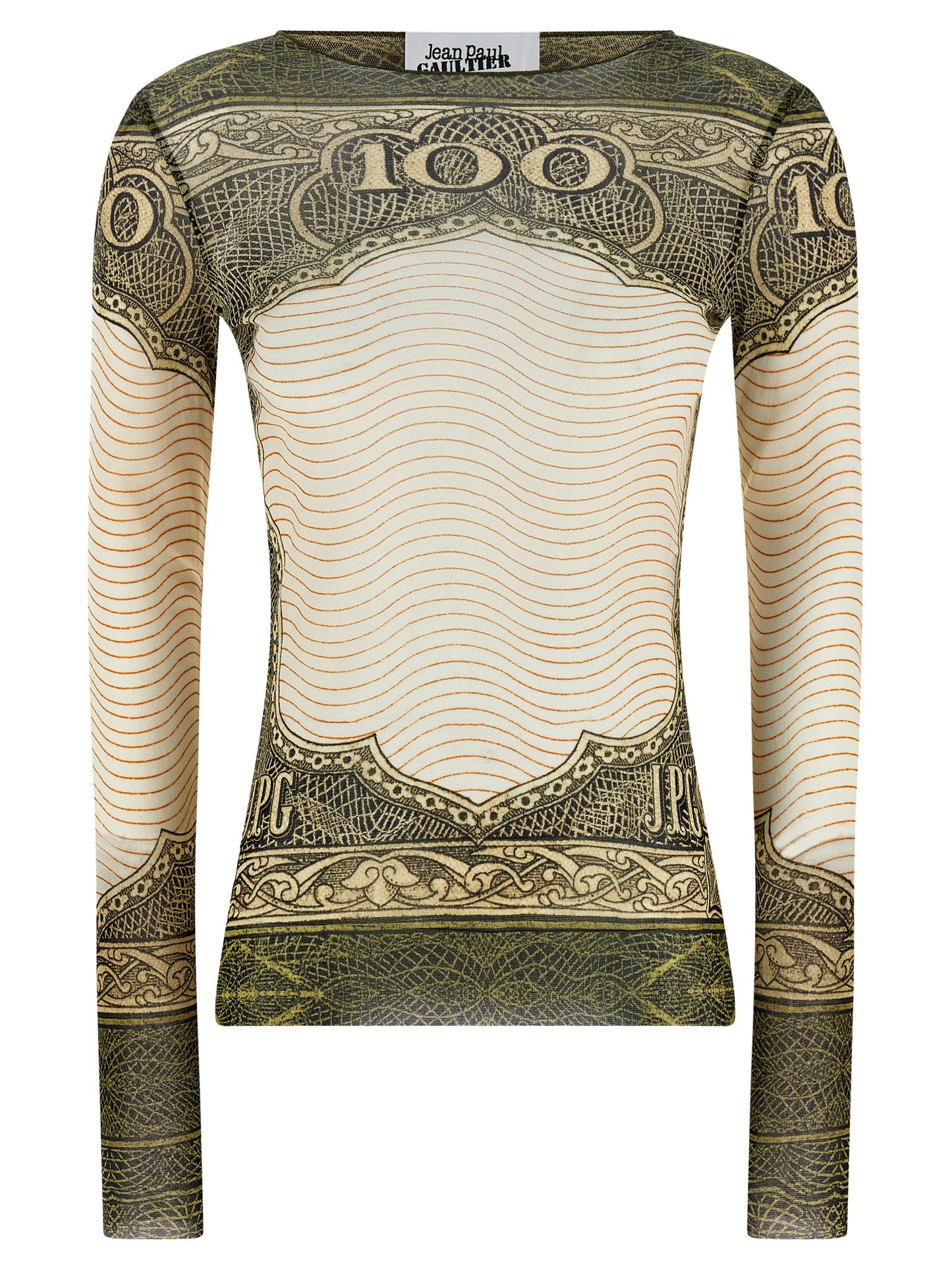 T-Shirt by Jean Paul Gaultier for women in polyamide green, multicolor, transparent & print features an edgy silhouette, meticulously detailed with a sophisticated long-sleeve and crew neckline for a truly edgy finish.
