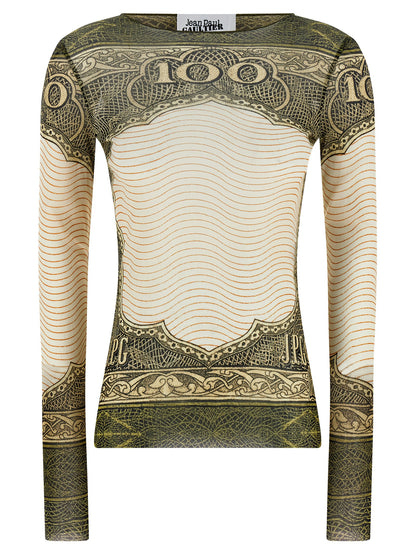 T-Shirt by Jean Paul Gaultier for women in polyamide green, multicolor, transparent & print features an edgy silhouette, meticulously detailed with a sophisticated long-sleeve and crew neckline for a truly edgy finish.