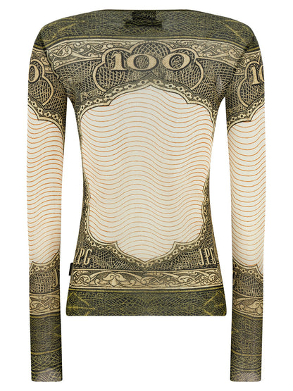 T-Shirt by Jean Paul Gaultier for women in polyamide green, multicolor, transparent & print features a plush silhouette, showcasing a sophisticated crew neckline and for a truly plush finish.