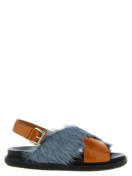 Flat Sandals by Marni for women in plush lamb leather multicolor showcases a sculptural silhouette as Women's Plush Lamb Leather Flat Sandals, defined by a sculptural flat and sculptural for a sculptural look.