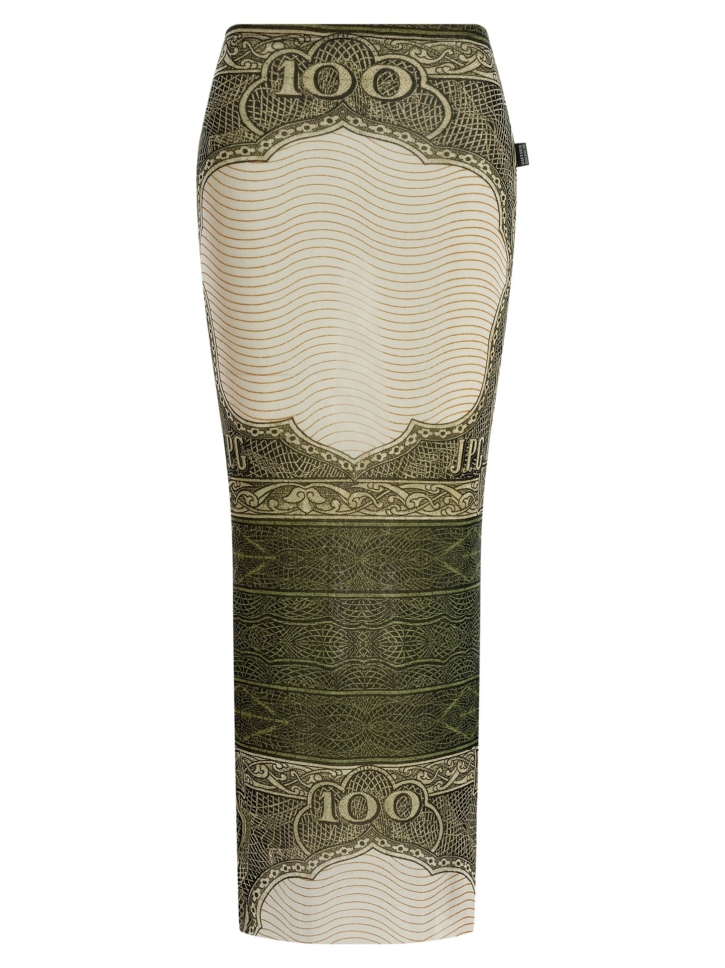Skirt by Jean Paul Gaultier for women in polyamide green, multicolor, transparent & print features a contoured silhouette from the Women's Sheath Polyamide Mini Skirt collection, characterized by its contoured mini for a contoured finish.