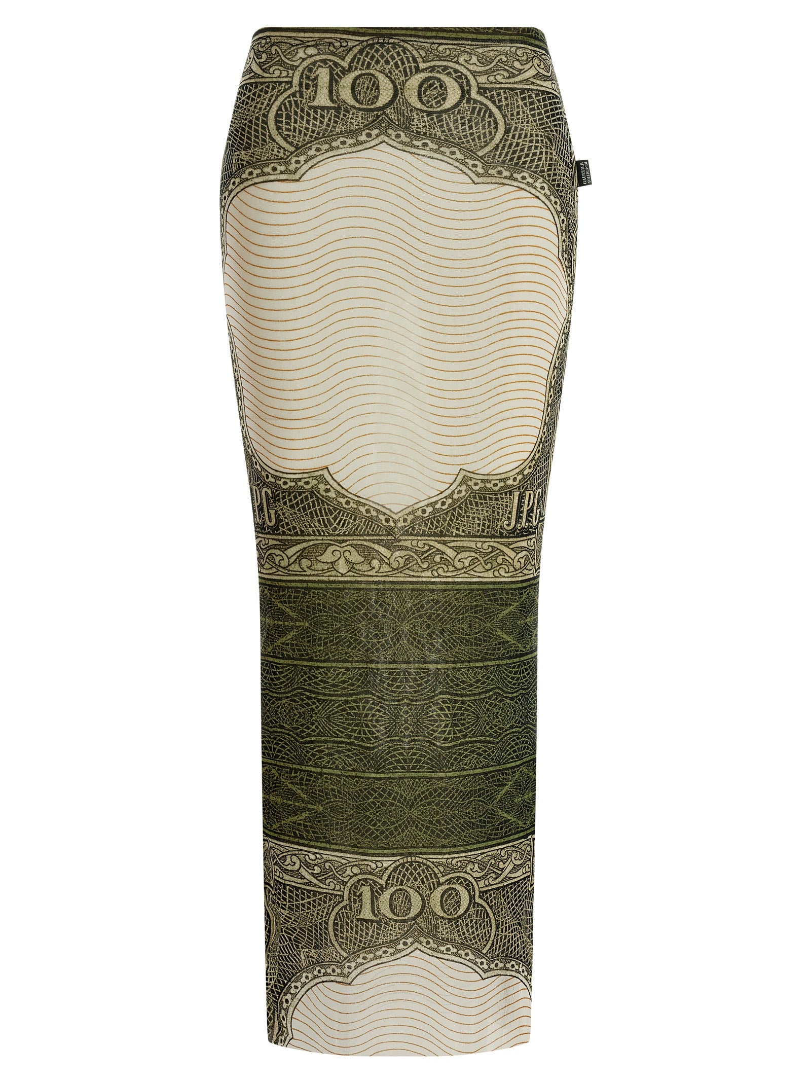 Skirt by Jean Paul Gaultier for women in polyamide green, multicolor, transparent & print features a contoured silhouette from the Women's Sheath Polyamide Mini Skirt collection, characterized by its contoured mini for a contoured finish.