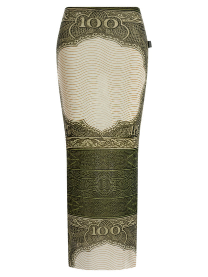 Skirt by Jean Paul Gaultier for women in polyamide green, multicolor, transparent & print features a contoured silhouette from the Women's Sheath Polyamide Mini Skirt collection, characterized by its contoured mini for a contoured finish.