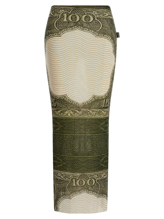 Skirt by Jean Paul Gaultier for women in polyamide green, multicolor, transparent & print features a contoured silhouette from the Women's Sheath Polyamide Mini Skirt collection, characterized by its contoured mini for a contoured finish.