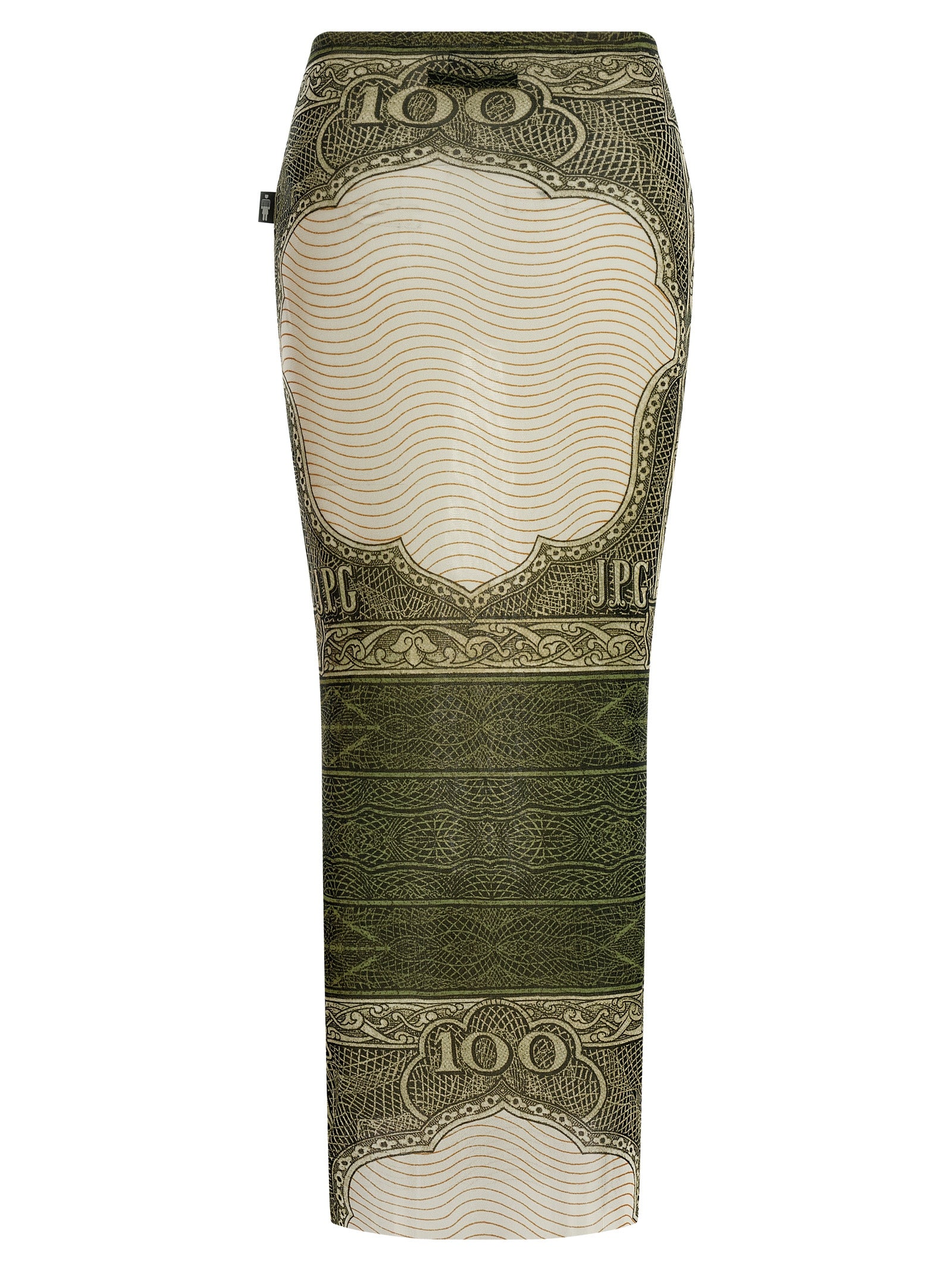Skirt by Jean Paul Gaultier for women in polyamide green, multicolor, transparent & print features an tailored silhouette, artfully capturing the essence of Women's Sheath Polyamide Mini Skirt in a sophisticated mini.