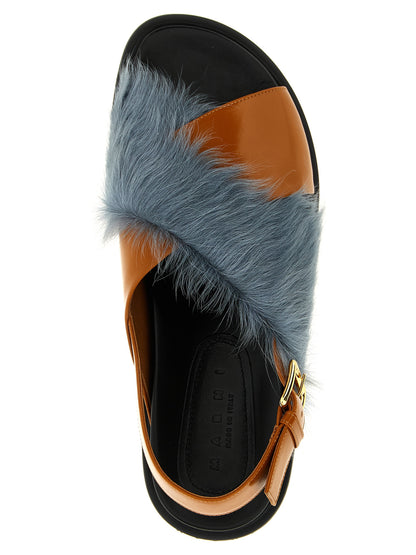 Flat Sandals by Marni for women in plush lamb leather multicolor features an effortlessly chic silhouette from the Women's Plush Lamb Leather Flat Sandals collection, showcasing a effortlessly chic flat and elegant .