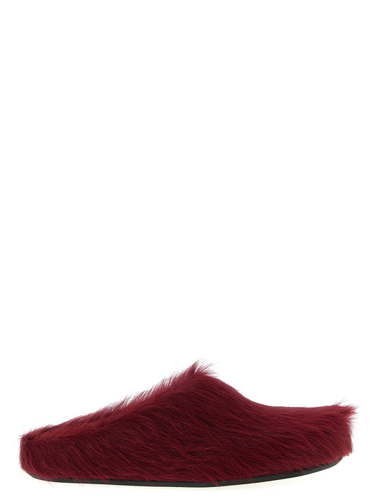 Clogs Flat Shoes by Marni for men in bos taurus calfskin leather bordeaux showcases a resplendent Men's Bos Taurus Calfskin Leather Clogs Flat Shoes aesthetic with a and .
