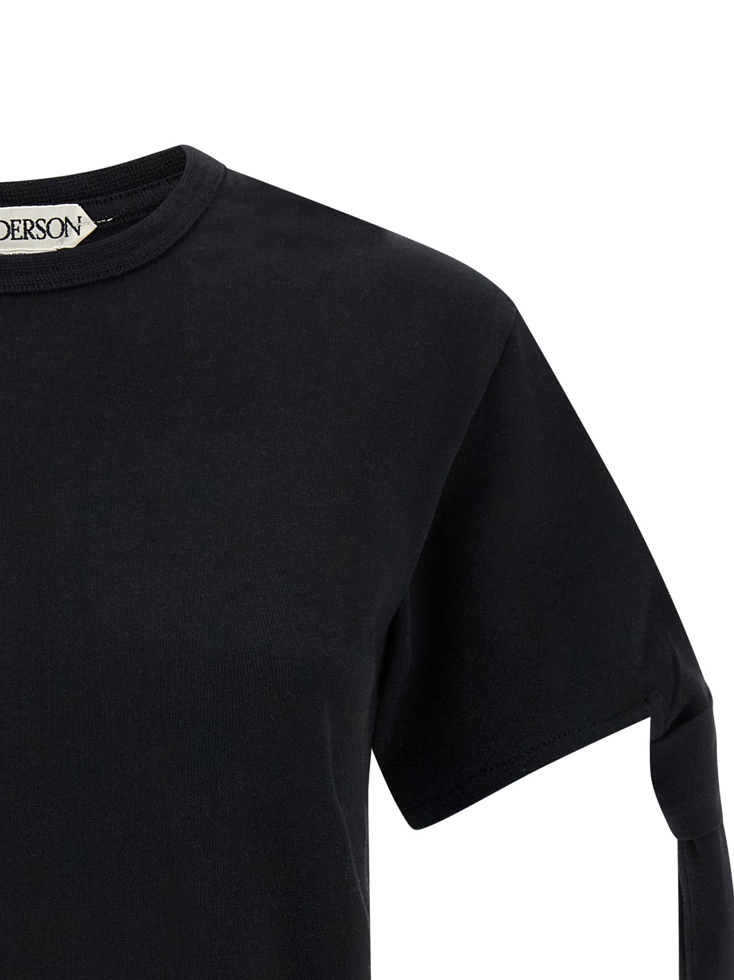T-Shirt by J.W.Anderson for women in cotton black showcases a chic silhouette, artfully detailed with a chic crew neckline and for a chic finish.