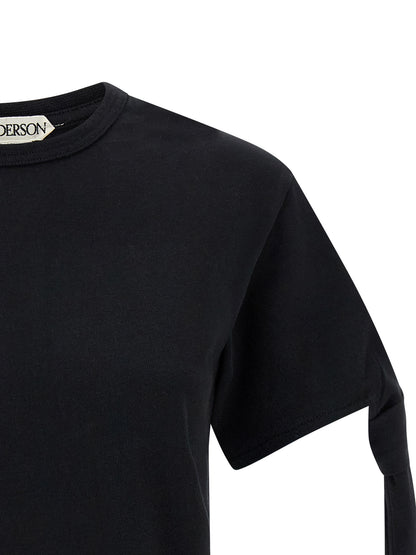 T-Shirt by J.W.Anderson for women in cotton black showcases a chic silhouette, artfully detailed with a chic crew neckline and for a chic finish.