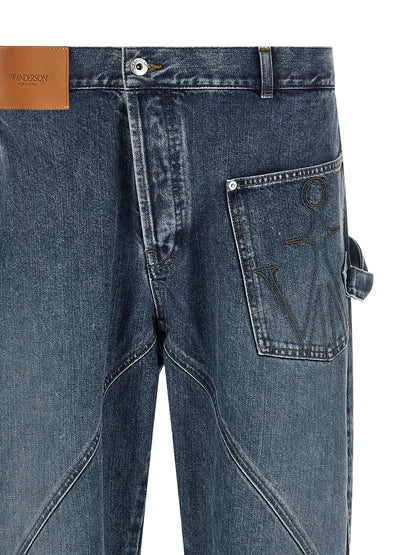 Jeans by J.W.Anderson for men in cotton denim blue & signature features a refined silhouette with a refined wide, defined by a low rise and a refined long for a refined finish.