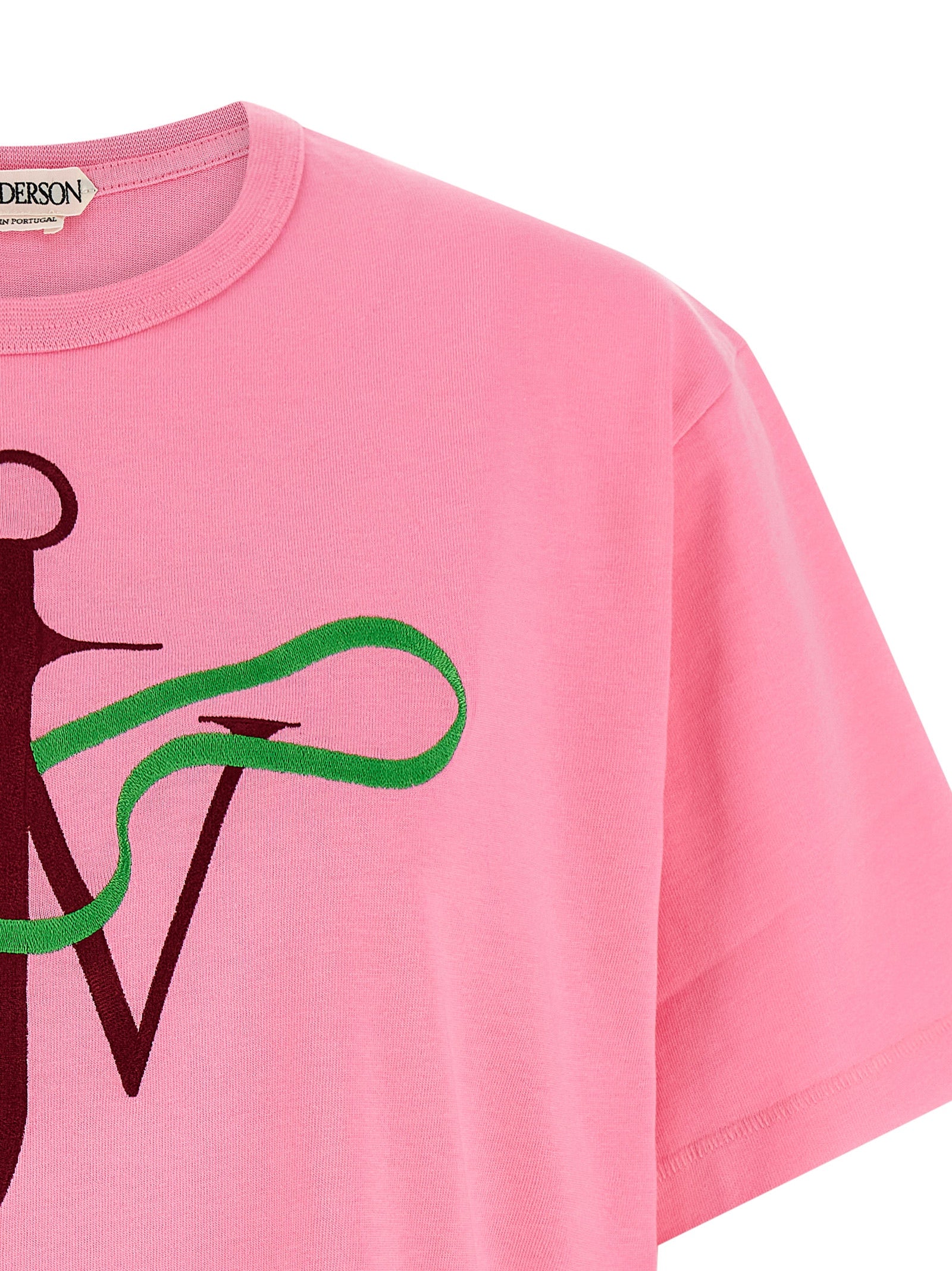 T-Shirt by J.W.Anderson for women in cotton multicolor & pink features a plush silhouette, showcasing a sophisticated crew neckline and for a truly plush finish.