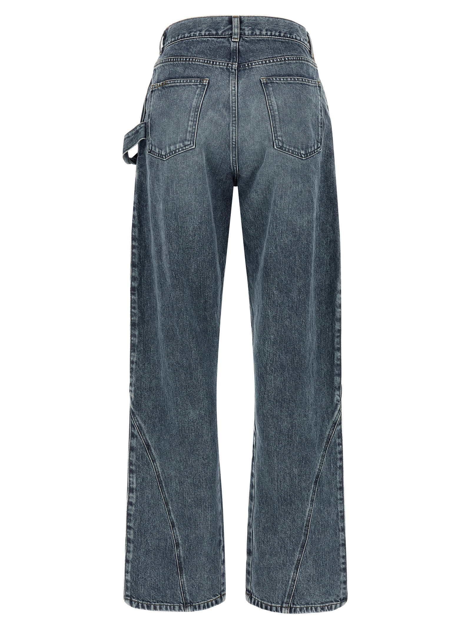 Jeans by J.W.Anderson for women in cotton denim blue features a refined silhouette with a refined wide, defined by a low rise and a refined long for a refined finish.