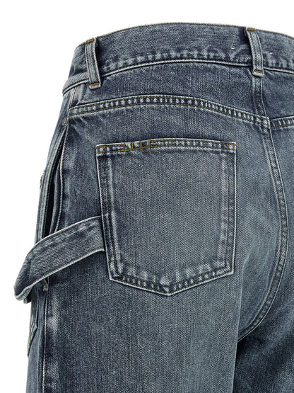 Jeans by J.W.Anderson for women in cotton denim blue features an refined tailoring silhouette, showcasing a premium wide with a low rise and long cut for a refined tailoring look.