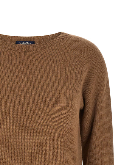 Cardigan by S Max Mara for women in cashmere & polyamide brown features an impeccable silhouette, showcasing a sophisticated round neckline and detail for a truly impeccable finish.
