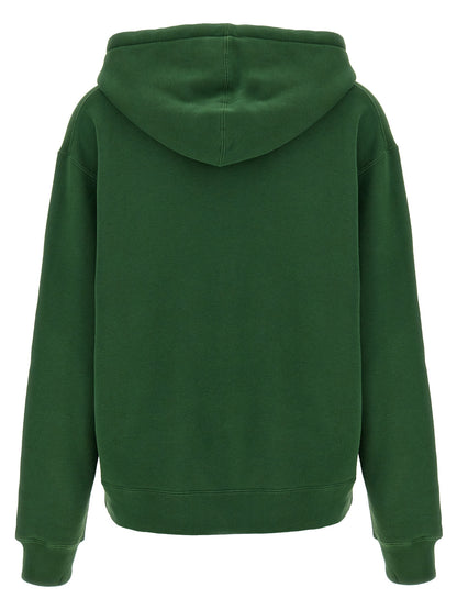 Sweatshirt Hoodie by J.W.Anderson for women in cotton bicolour, green & print features a slouchy chic silhouette, detailed with a slouchy chic and a signature hooded neckline for an elevated aesthetic.