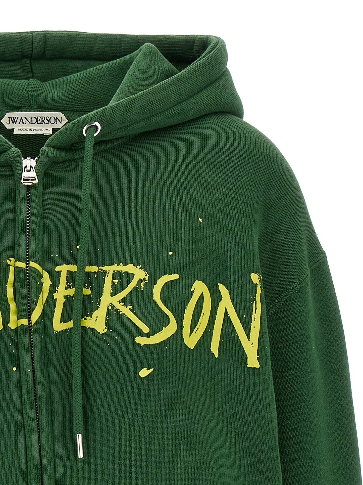 Sweatshirt Hoodie by J.W.Anderson for women in cotton bicolour, green & print features a authentic silhouette, showcasing a sophisticated hooded neckline and authentic detail for a refined finish.