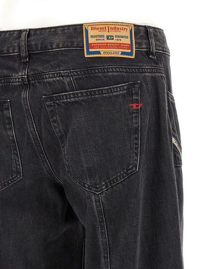Jeans by Diesel for women in lyocell & denim cotton black features a polished silhouette with a polished wide, reaching a polished long and finished with a polished mid rise.