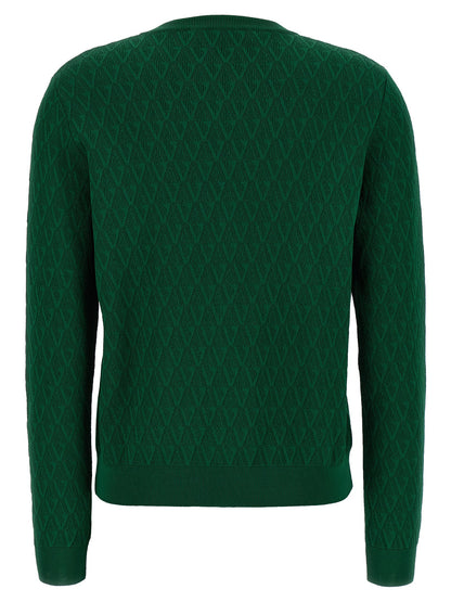 Cardigan by Versace for women in viscose & nylon bicolour, green, patterned & jacquard features an impeccable silhouette, showcasing a sophisticated crew neckline and detail for a truly impeccable finish.