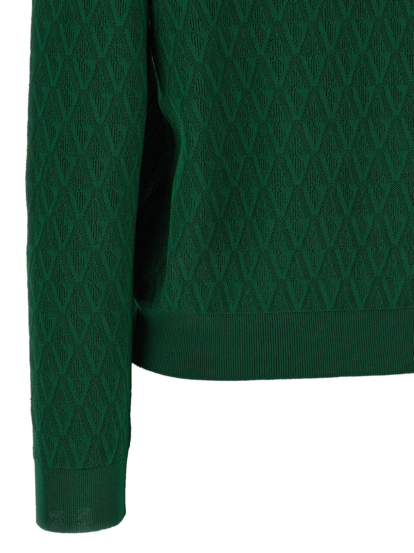 Cardigan by Versace for women in viscose & nylon bicolour, green, patterned & jacquard presents a textural silhouette, artfully finished with a textural and for a sophisticated, textural look.