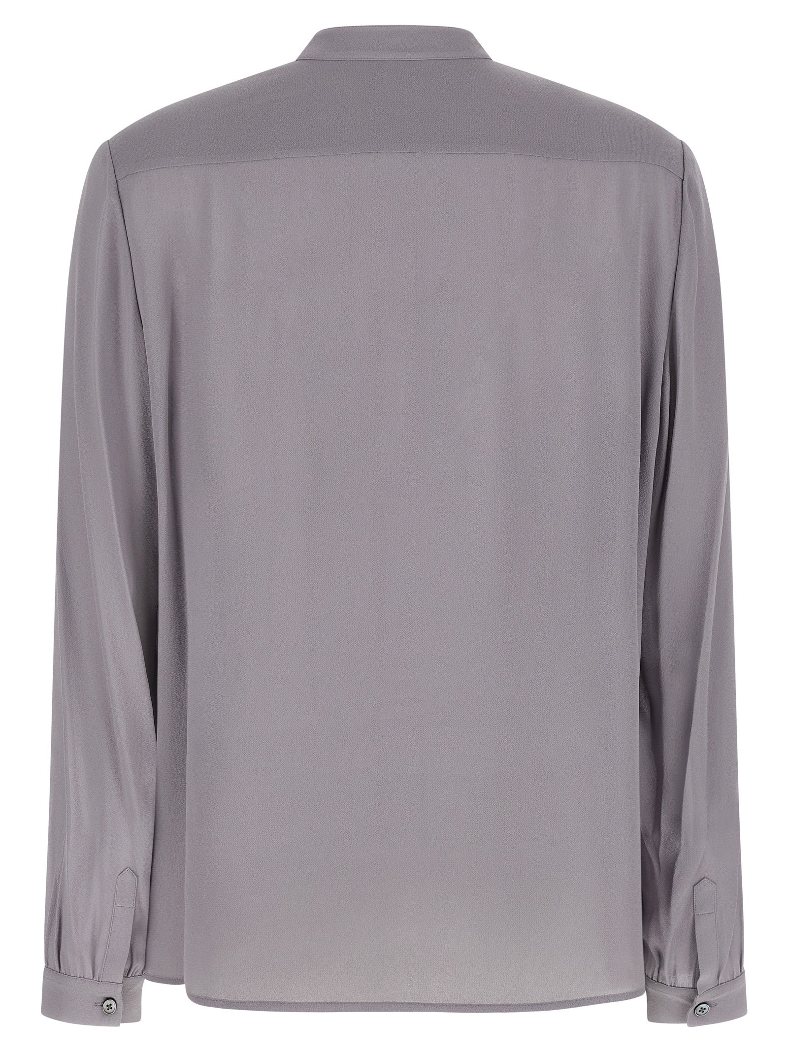Blouse by Tory Burch for women in viscose gray showcases a sublime silhouette, artfully detailed with a sublime mandarin neckline and for a sophisticated, sublime finish.