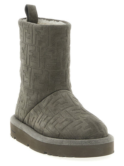 Fendi Gray Calfskin Ankle Boots