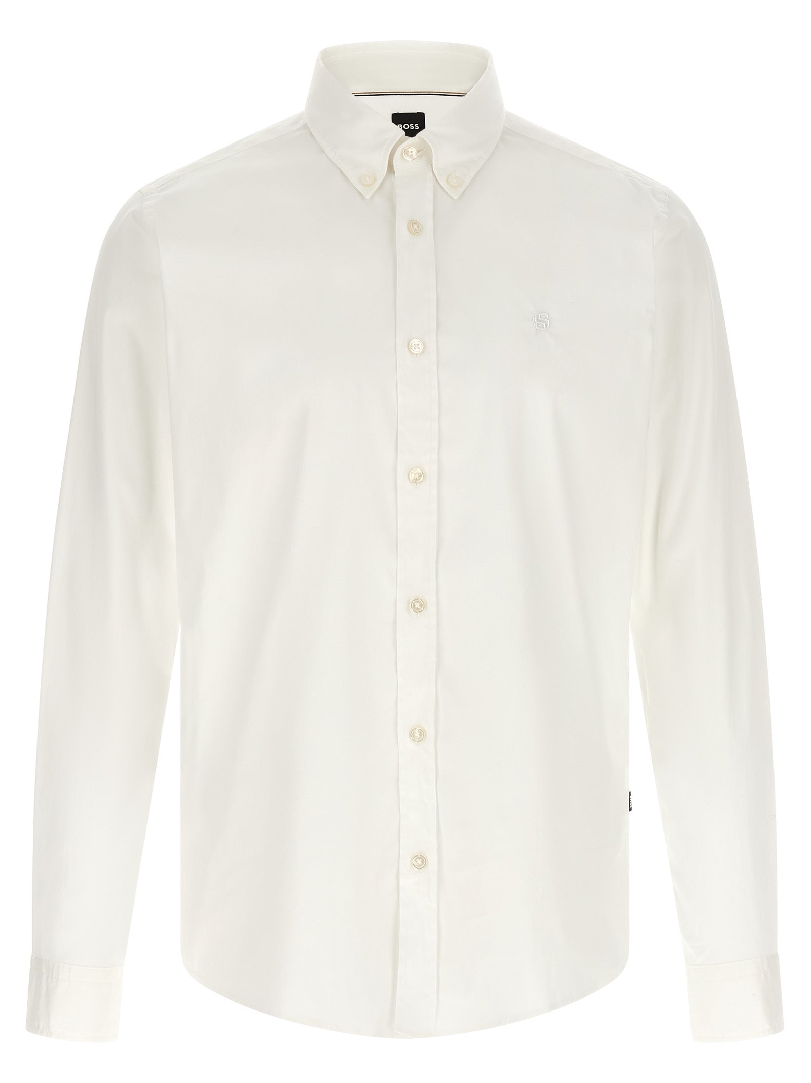 Shirt by Hugo Boss for men in stretch polyamide cotton white, featuring a nuanced and nuanced button-down-collar neckline for a sophisticated finish.