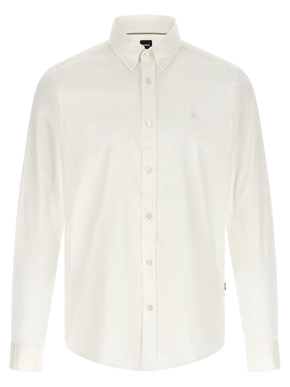 Shirt by Hugo Boss for men in stretch polyamide cotton white, featuring a nuanced and nuanced button-down-collar neckline for a sophisticated finish.