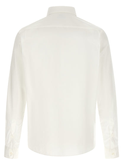 Shirt by Hugo Boss for men in stretch polyamide cotton white features an architectural silhouette with a refined and elegant button-down-collar neckline for a architectural look.