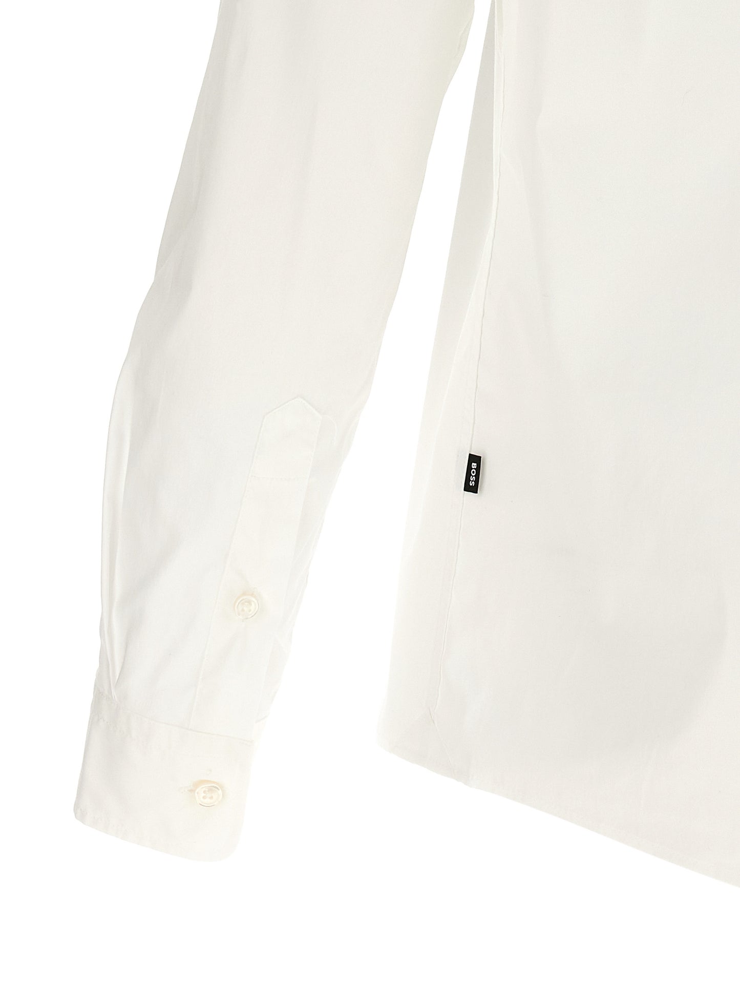 Shirt by Hugo Boss for men in stretch polyamide cotton white showcases a sleek silhouette, elegantly detailed with a sleek and for a sleek finish.