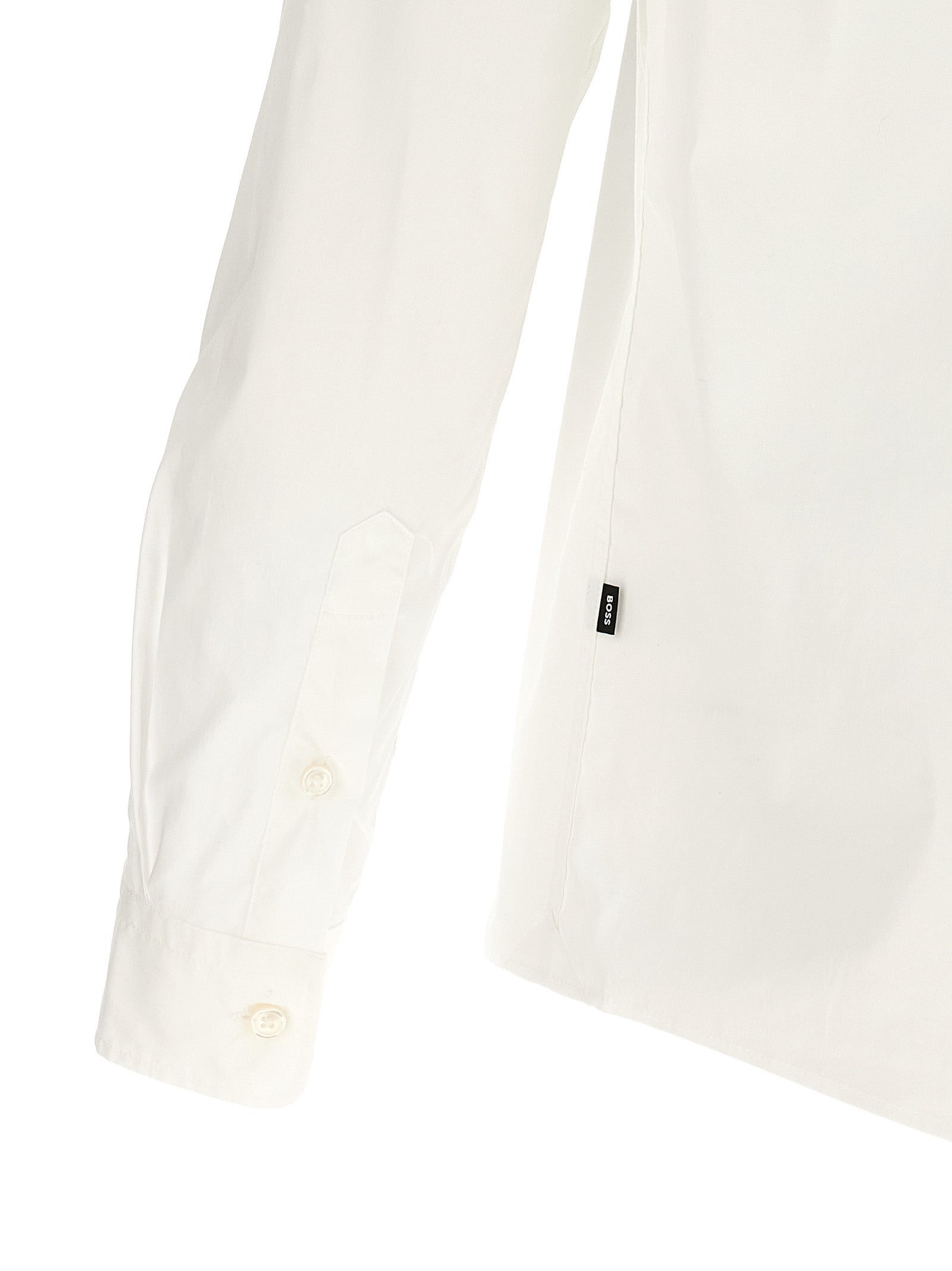 Shirt by Hugo Boss for men in stretch polyamide cotton white showcases a sleek silhouette, elegantly detailed with a sleek and for a sleek finish.