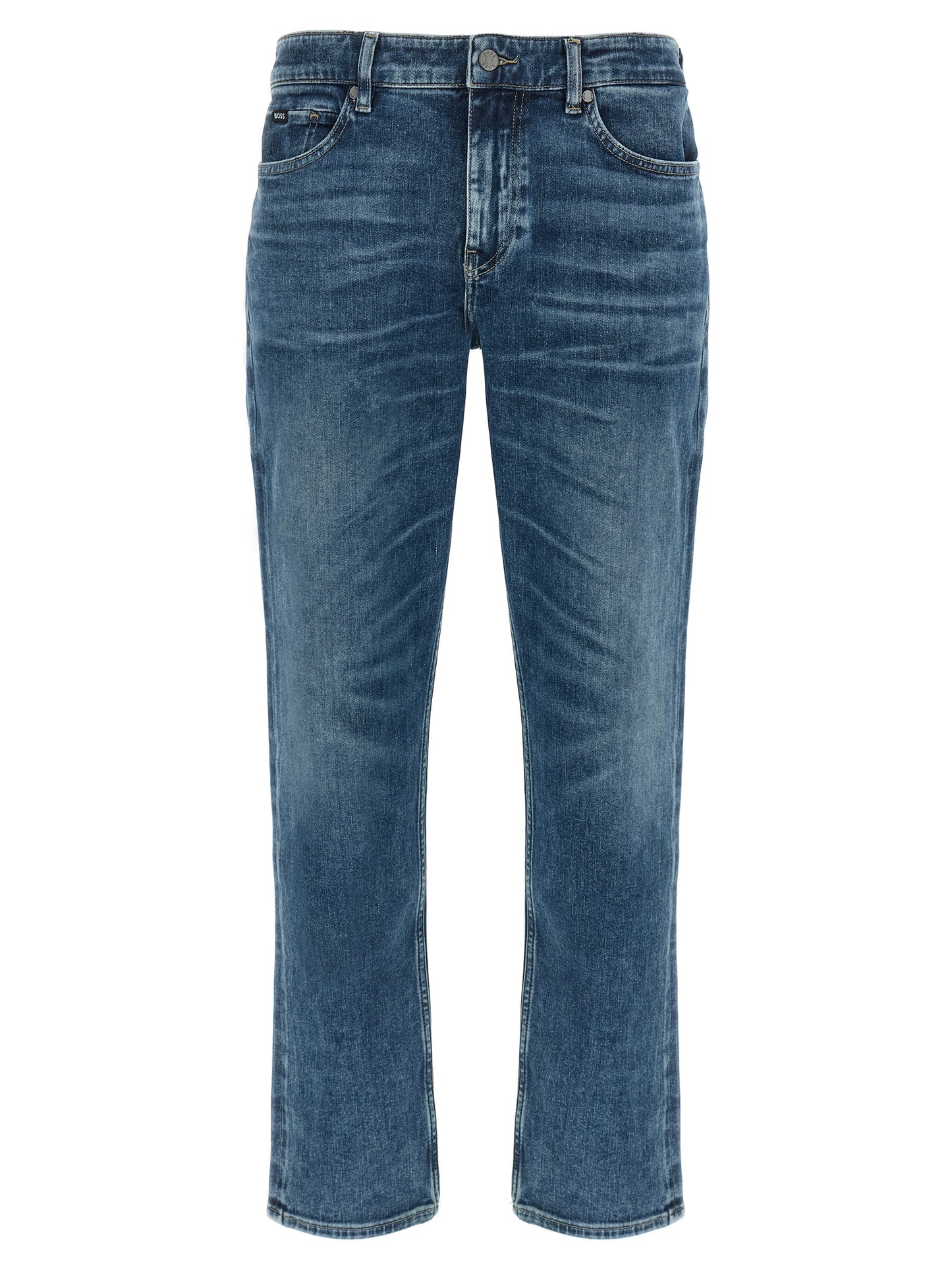 Jeans by Hugo Boss for men in stretch denim cotton blue features an sophisticated and skinny with a precise long, creating a sophisticated and sophisticated silhouette.