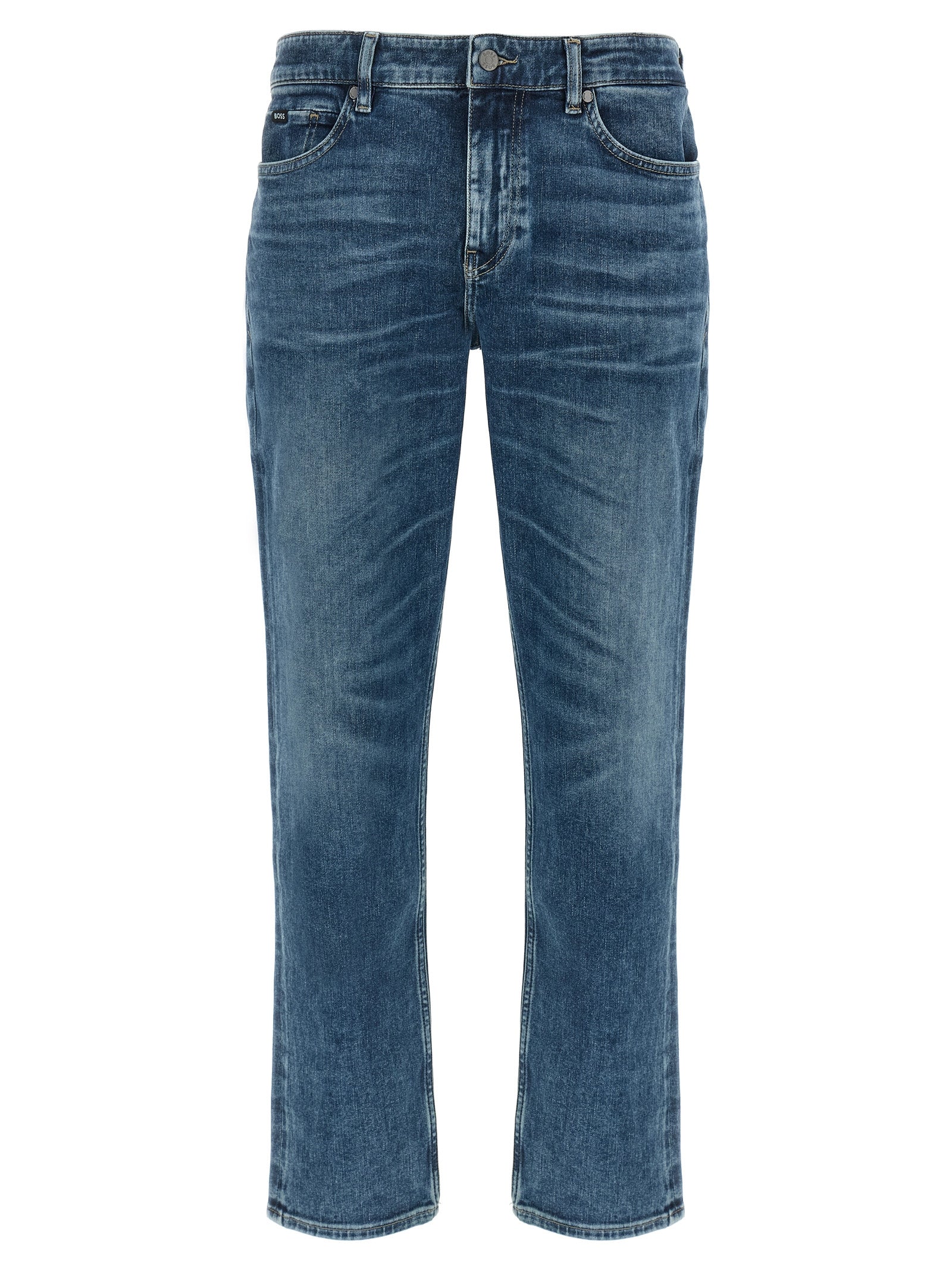 Jeans by Hugo Boss for men in stretch denim cotton blue features an sophisticated and skinny with a precise long, creating a sophisticated and sophisticated silhouette.