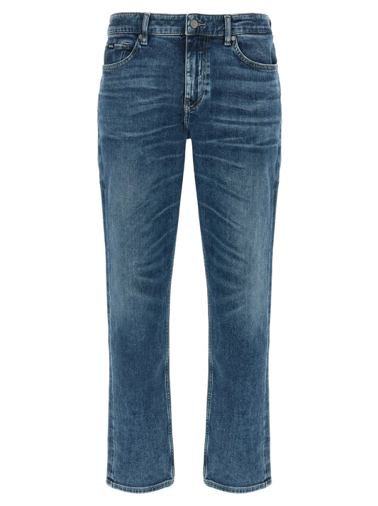 Jeans by Hugo Boss for men in stretch denim cotton blue features an sophisticated and skinny with a precise long, creating a sophisticated and sophisticated silhouette.