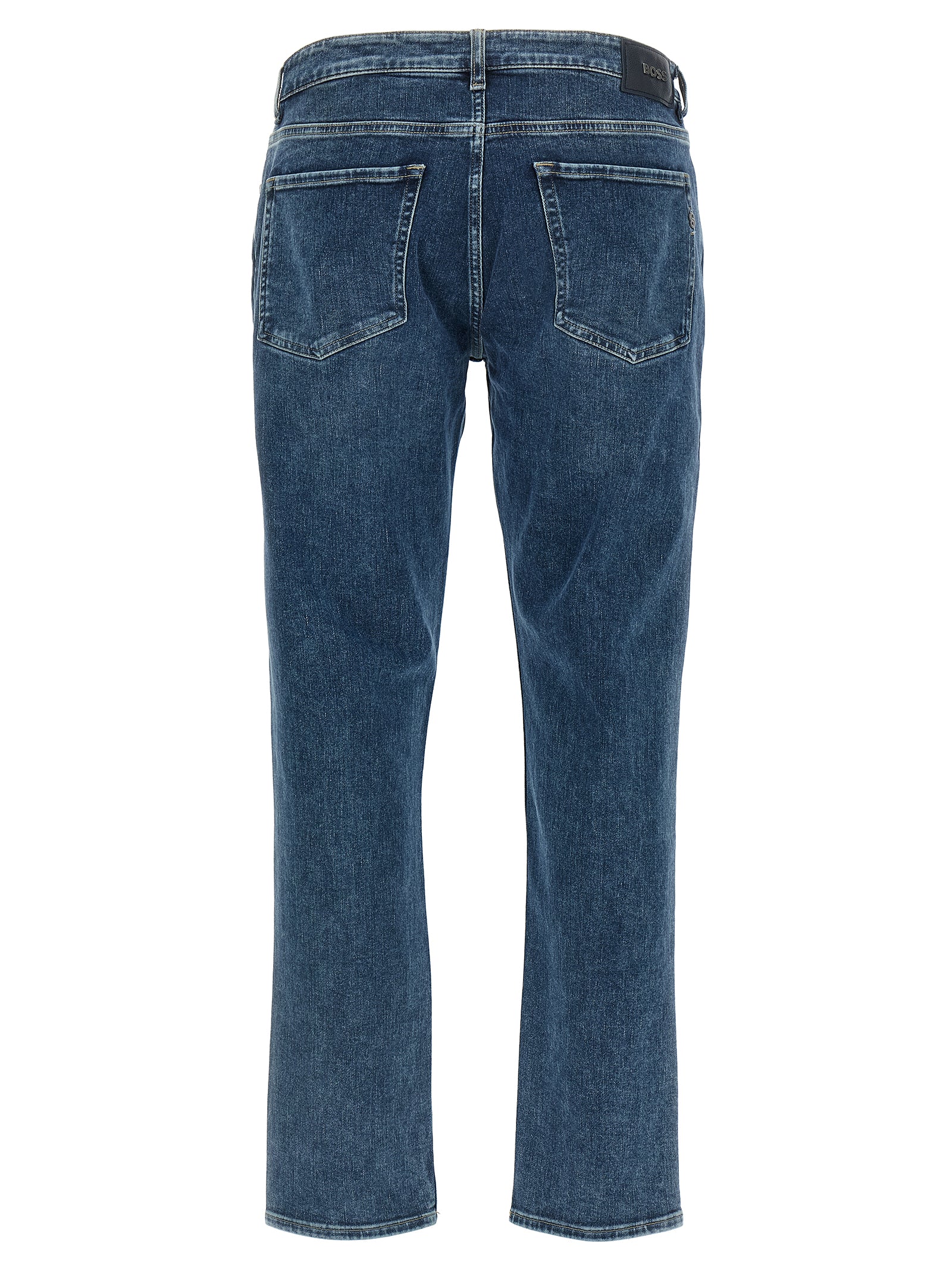 Jeans by Hugo Boss for men in stretch denim cotton blue features an refined tailoring silhouette, showcasing a premium skinny with a and long cut for a refined tailoring look.