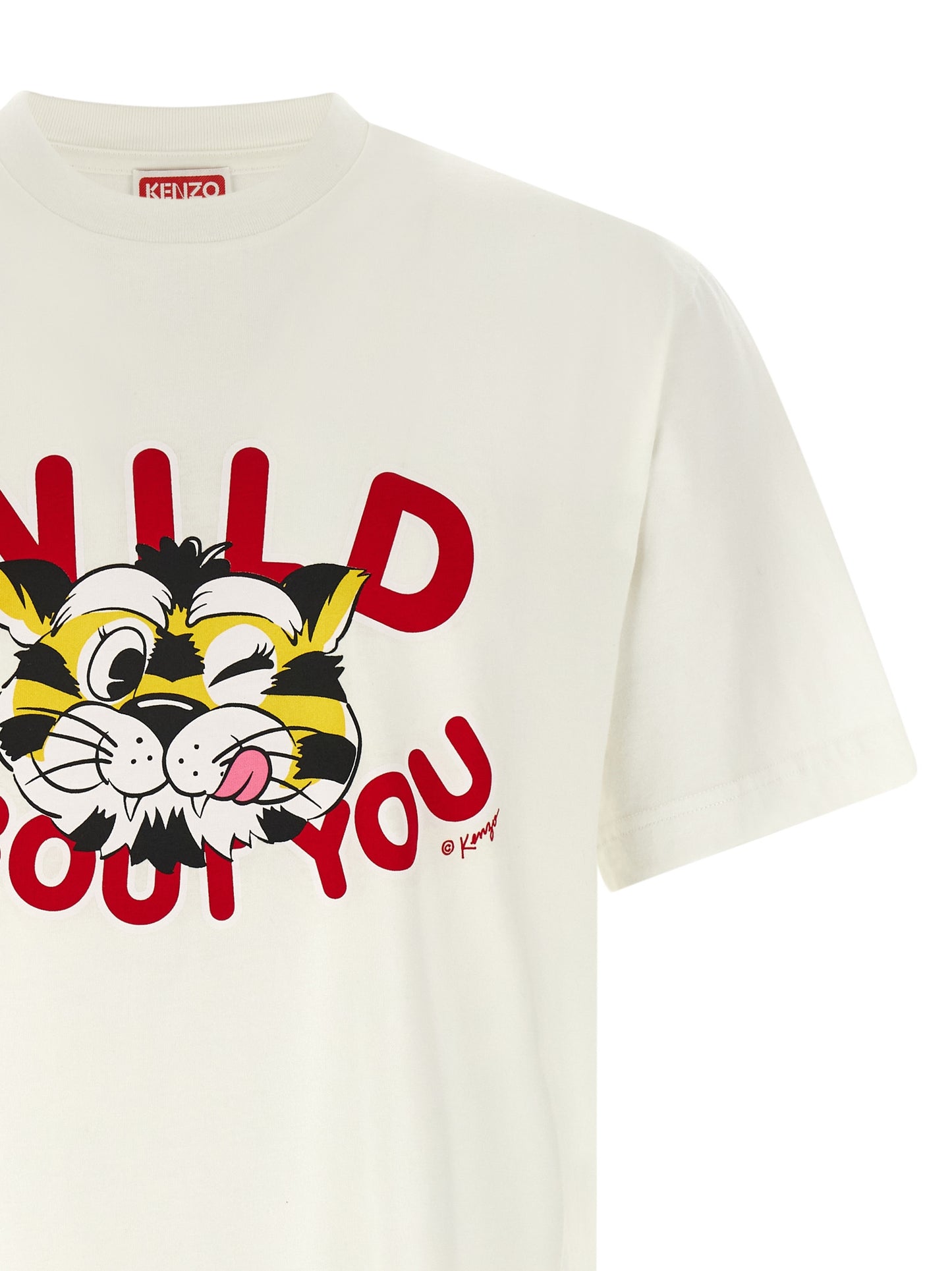 T-Shirt by Kenzo for men in cotton white & print showcases a unassuming silhouette, artfully detailed with a refined and unassuming for a sophisticated, contemporary look.