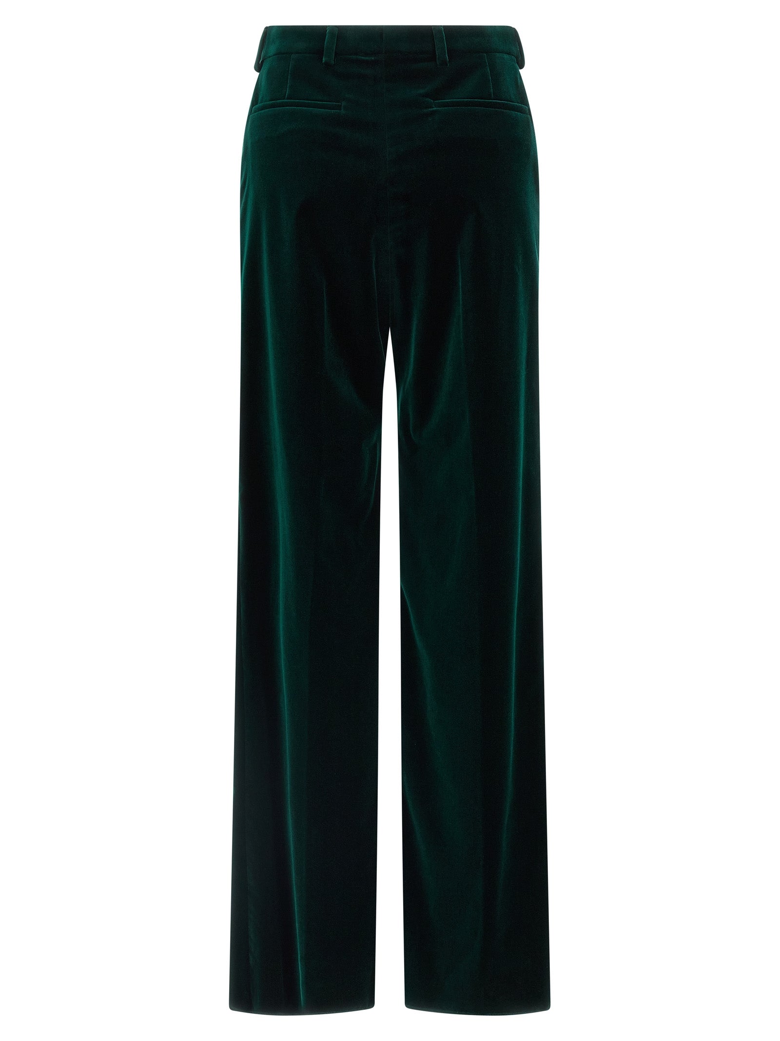 Trousers by Gucci for women in velvet cotton bicolour & green features a tailored silhouette with a tailored straight-leg & flared, defined by its long and a sophisticated .