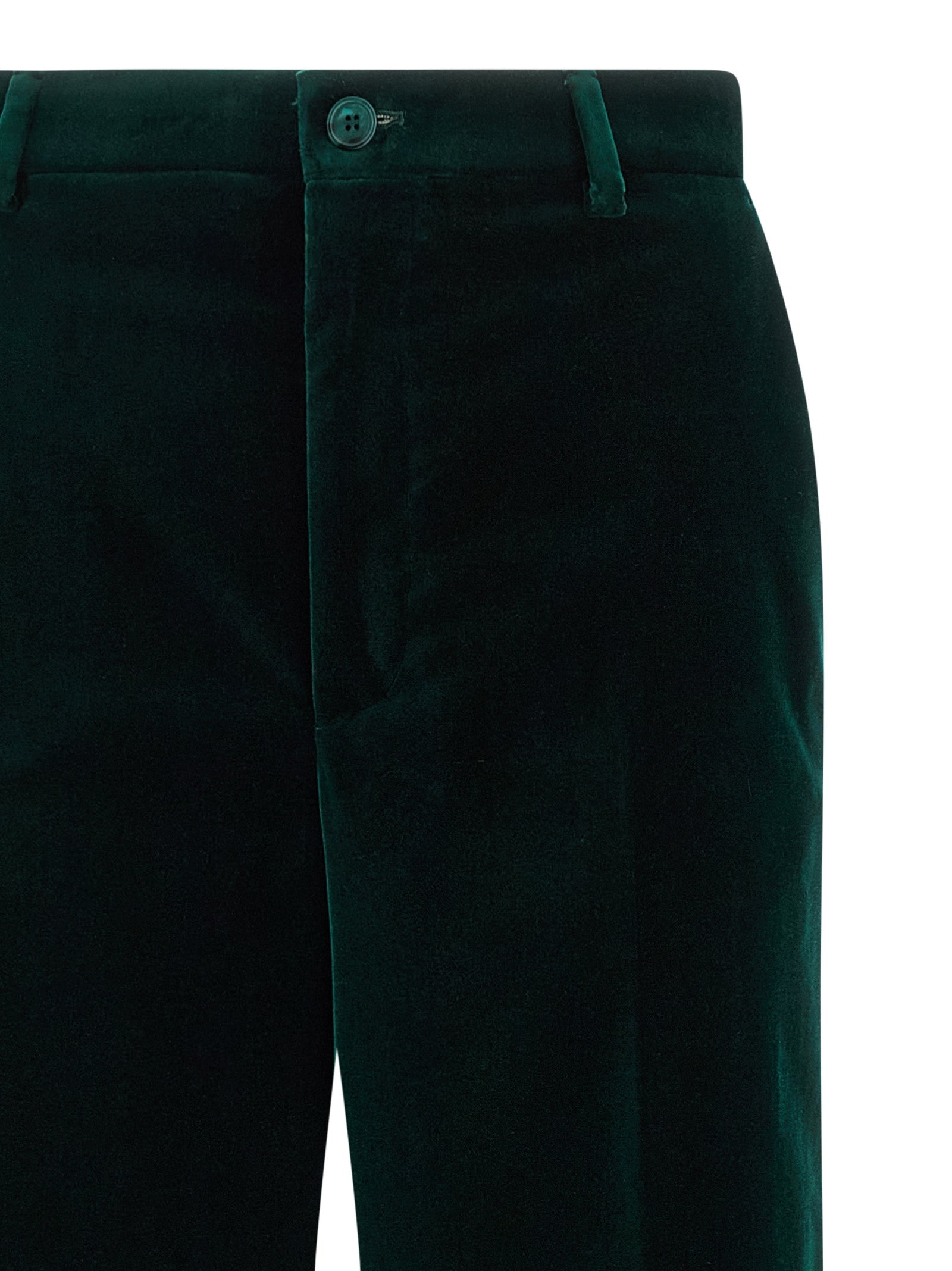 Trousers by Gucci for women in velvet cotton bicolour & green features an on trend silhouette, showcasing a sophisticated straight-leg & flared with a long and for an on trend finish.