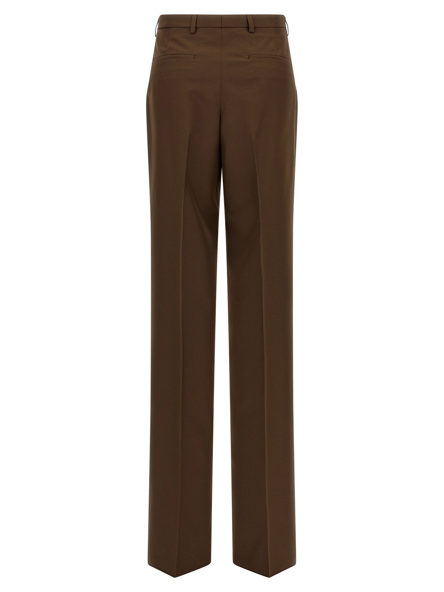 Trousers by Gucci for women in polyester brown features an on trend silhouette, showcasing a sophisticated straight-leg & wide with a long and mid rise for an on trend finish.