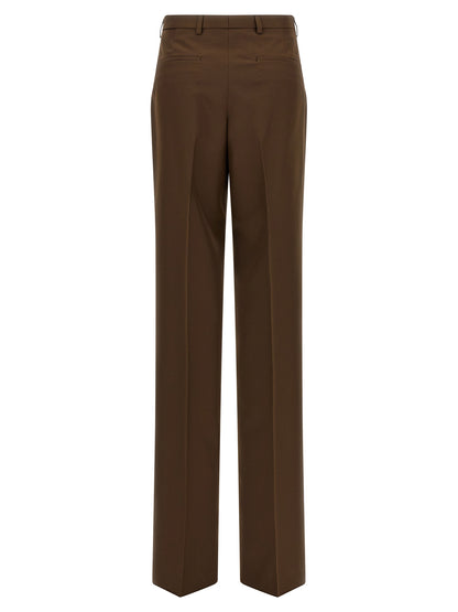Trousers by Gucci for women in polyester brown features an on trend silhouette, showcasing a sophisticated straight-leg & wide with a long and mid rise for an on trend finish.