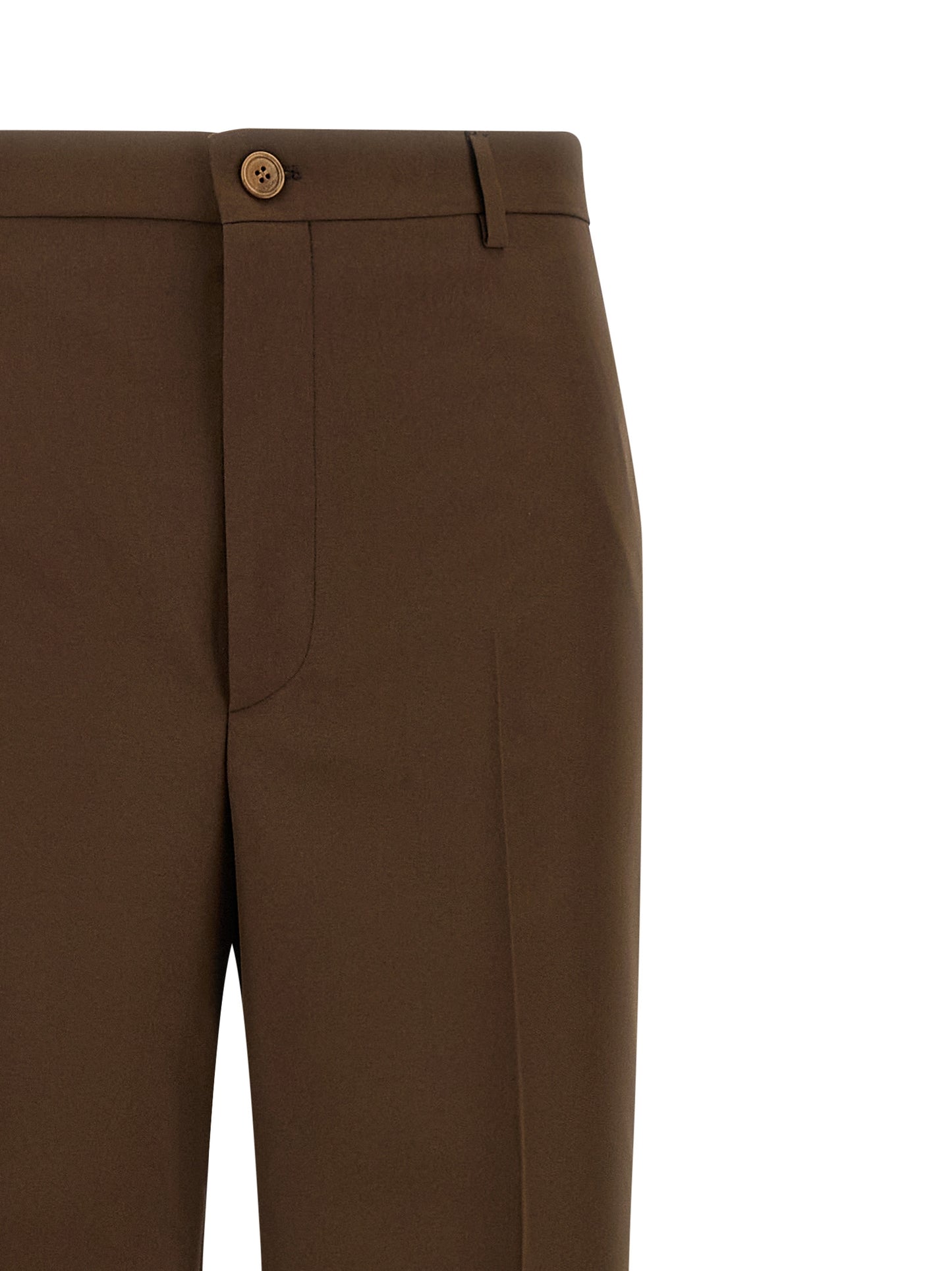 Trousers by Gucci for women in polyester brown presents a perennial silhouette, meticulously tailored with a straight-leg & wide cut, long finish, and an elegant mid rise.