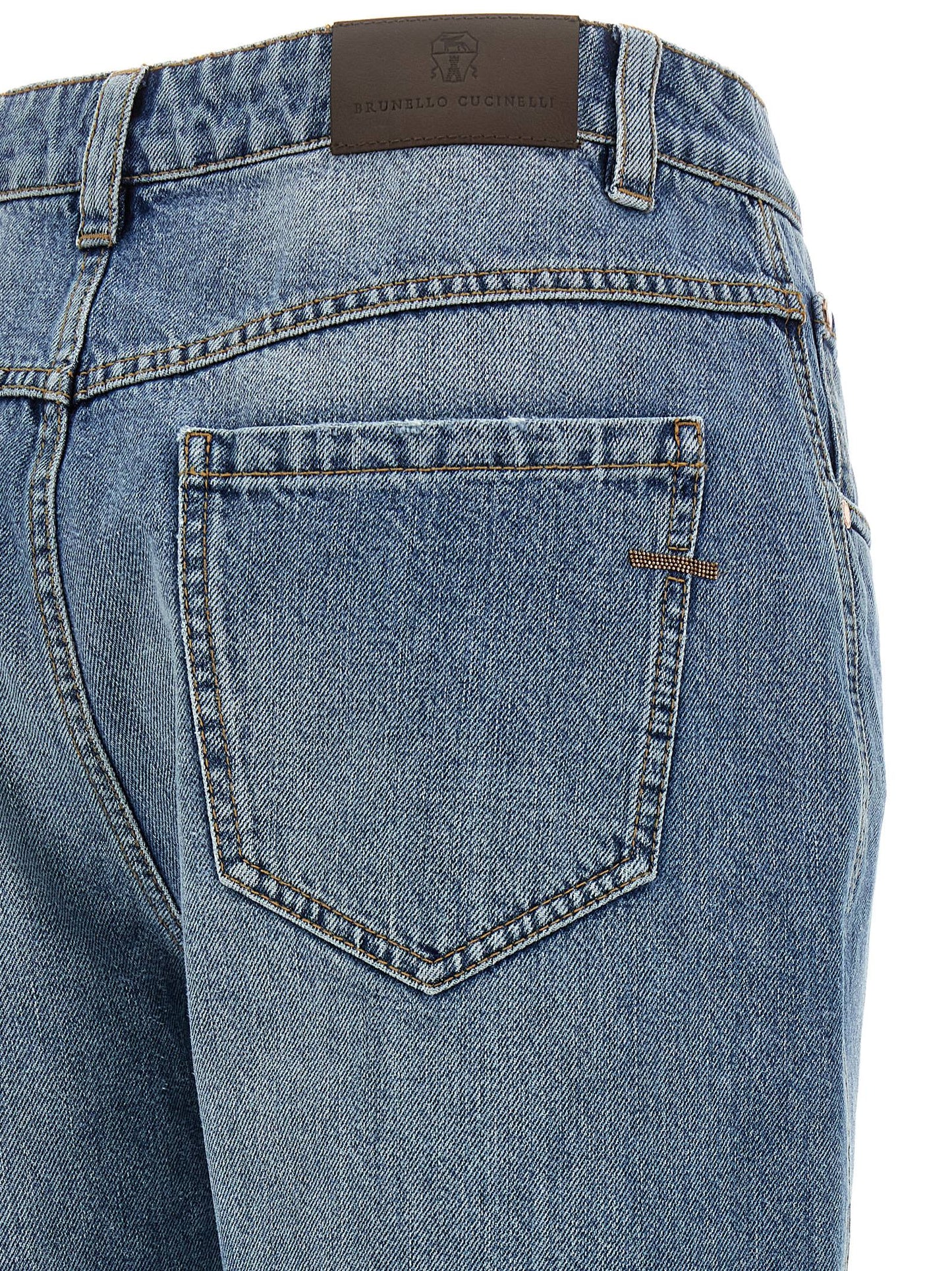 Jeans by Brunello Cucinelli for women in denim cotton blue features a refined silhouette with a refined straight-leg, defined by a and a refined long for a refined finish.