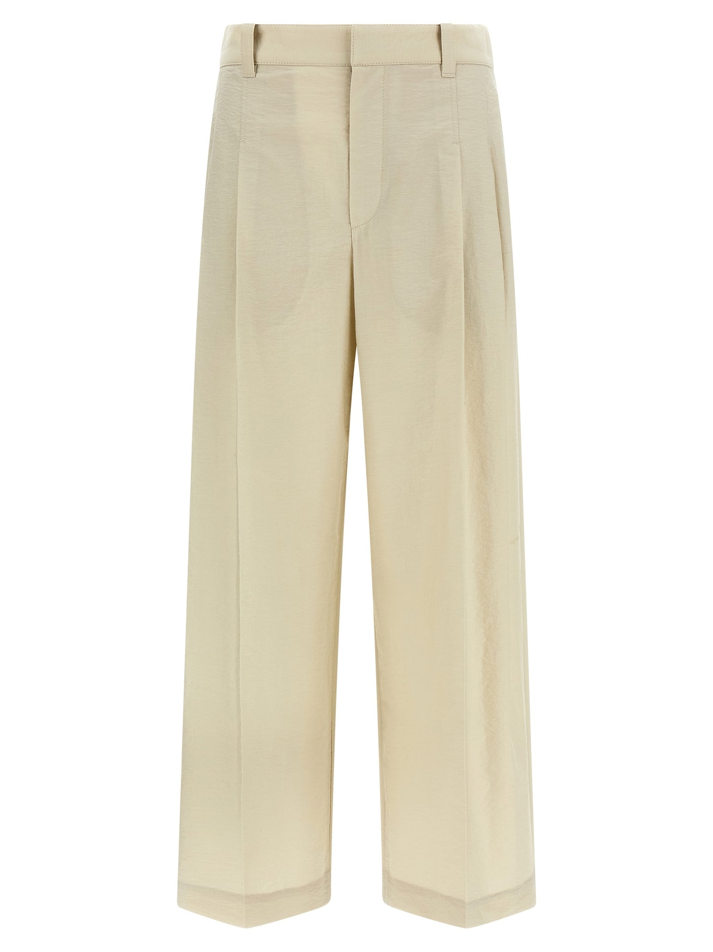 Trousers by Brunello Cucinelli for women in polyamide cotton white features an sartorial silhouette, showcasing a precise and long with a sartorial mid rise for a refined look.