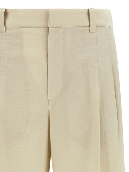 Trousers by Brunello Cucinelli for women in polyamide cotton white features a artisanal silhouette, showcasing a sophisticated with a long and mid rise for a artisanal finish.
